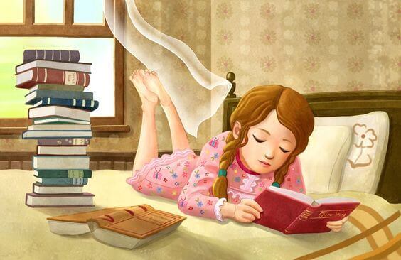 حب طفلة للقراءة.