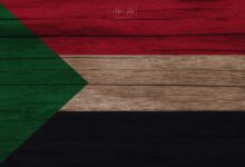 علم السودان مرسوم على لوح خشب.