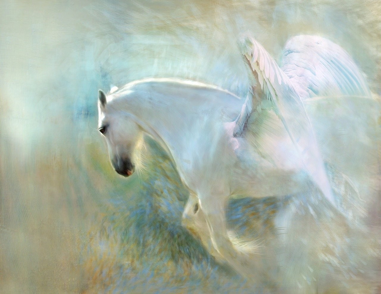 حصان أبيض مجنح